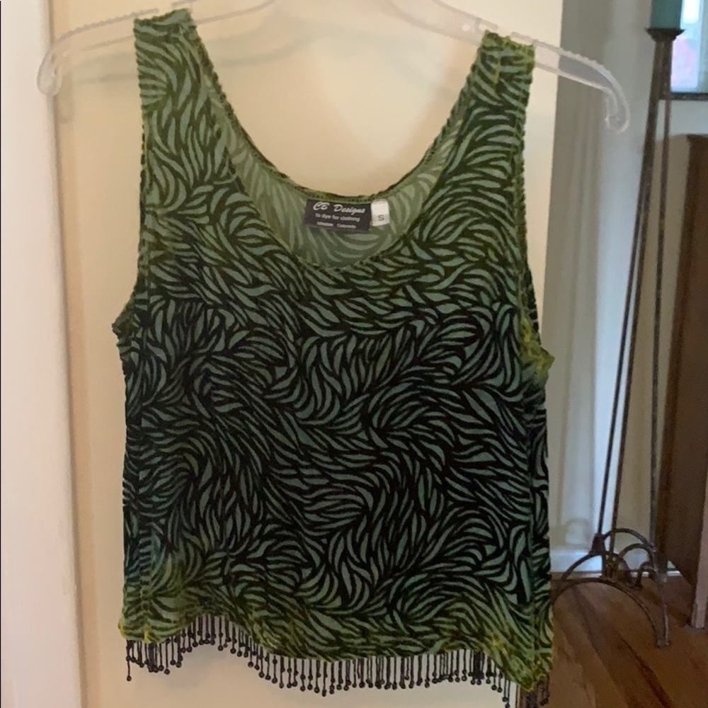 Green and black fancy tank top